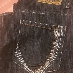 Y2K SouthPole baggy fit Black denim jeans hip hop embroidered pockets skater